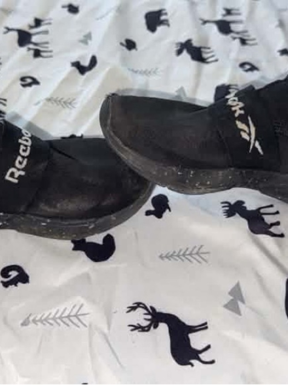Reebok Kids Black Slip-On Sneakers with White Logo